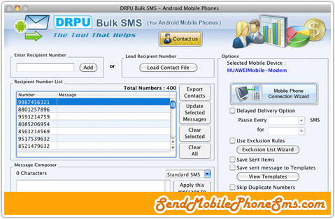 MAC Bulk SMS Software for Android Phones 