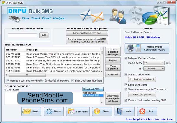 GSM SMS Software screenshot