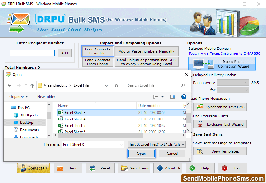 Load Contacts From File Select Load Contacts From File