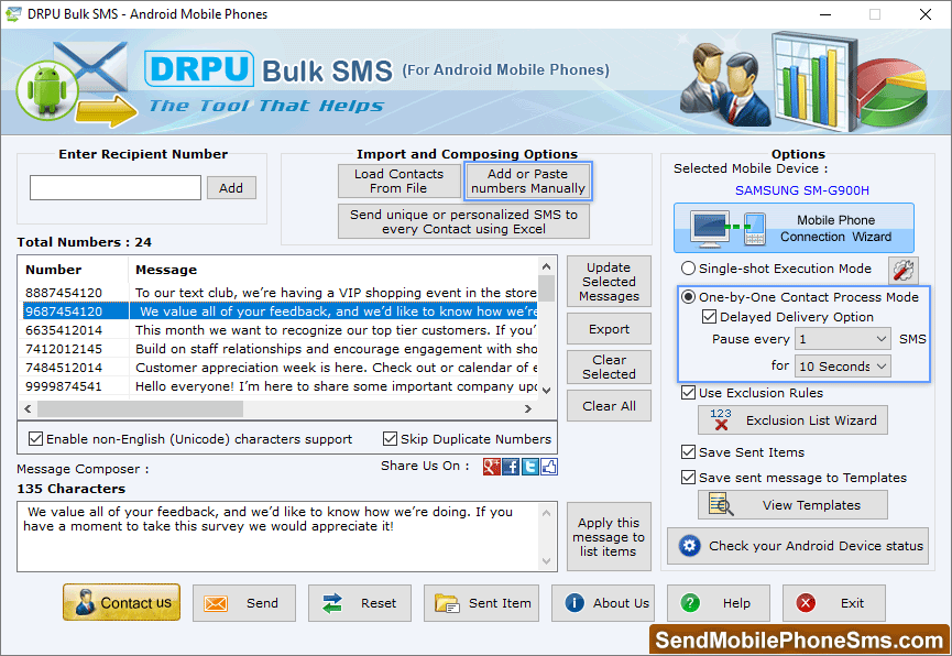 Select One-by-One Contact Process Mode