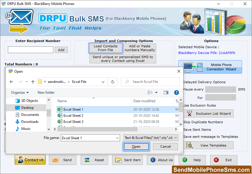 Bulk SMS Software for BlackBerry Mobile Phones