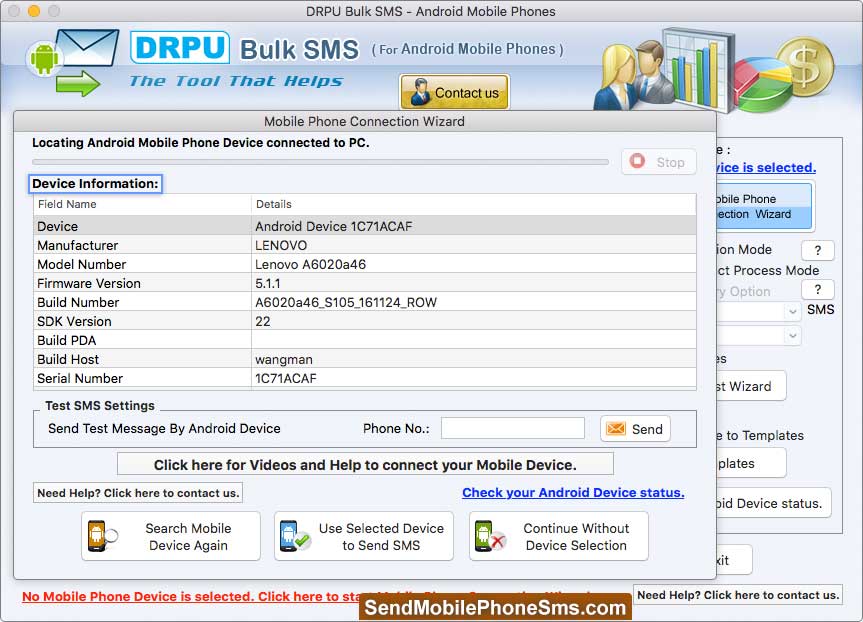 Device Information Selected Device Information