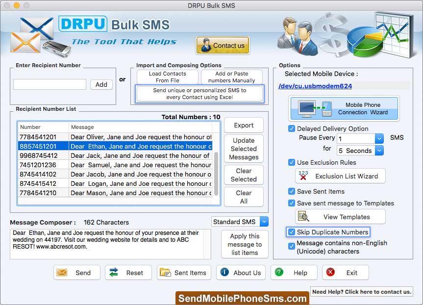 MAC Bulk SMS Software for Android Phones