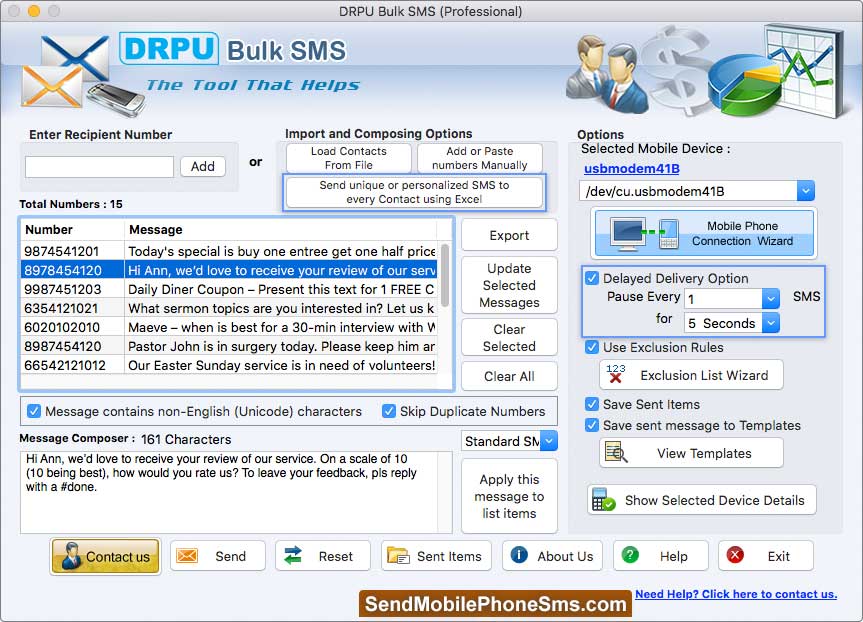 Select Send unique or Personalized SMS Select Send unique or Personalized SMS
