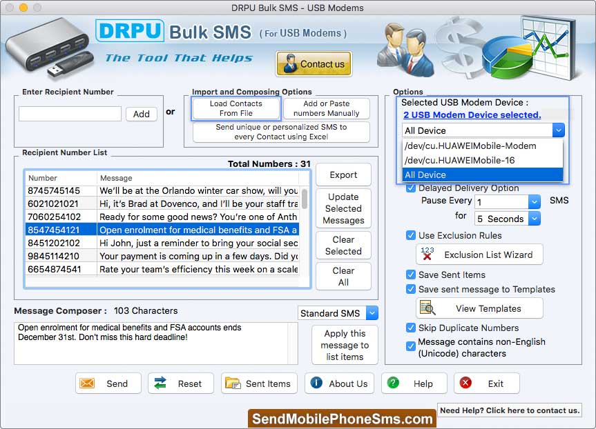 MAC Bulk SMS Software for USB Modems