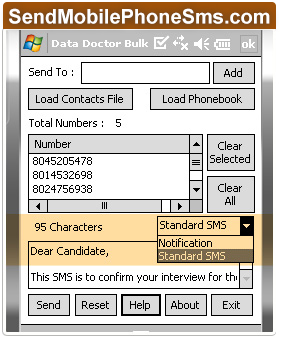 Select standard SMS or notification as per your choice. Bulk SMS Software for Pocket PC