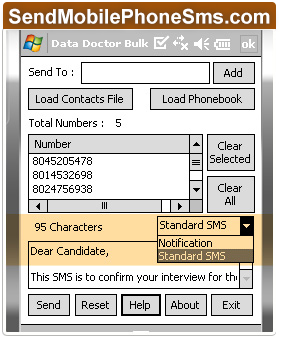 Bulk SMS Software for Pocket PC