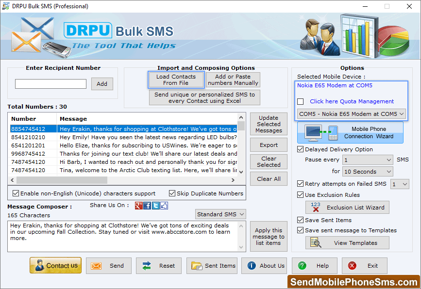 Bulk SMS Software – Professional Select-Mobile-Device