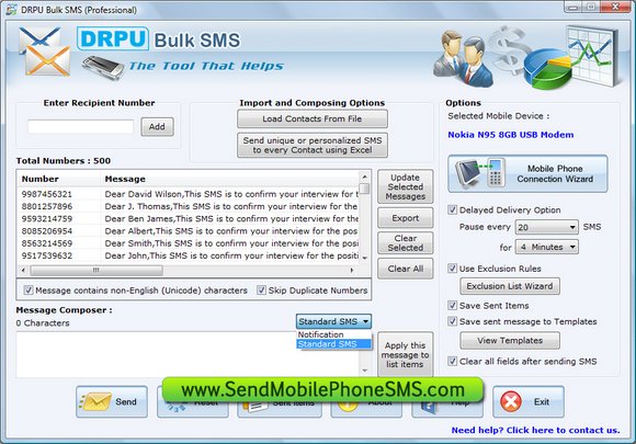 SMS Application Software screenshot